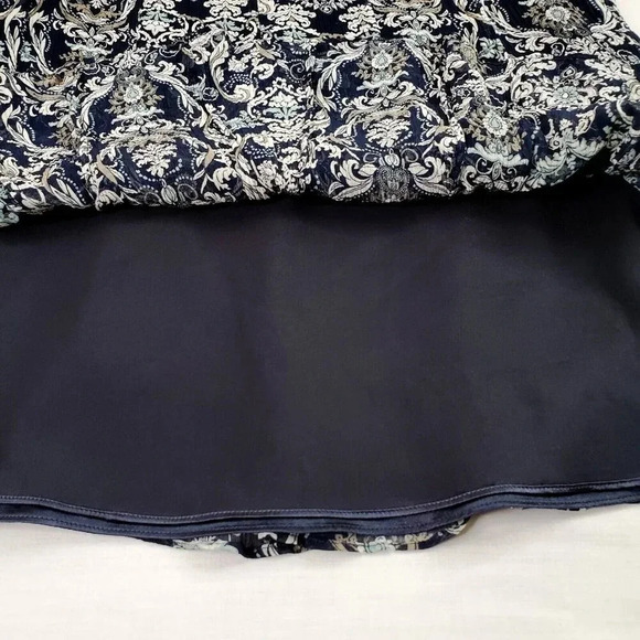 Pendleton Skirt Women 18 Blue Floral Lined A-Line Flowy Crinkle Silk Overlay - Picture 4 of 16